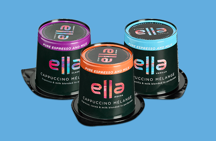 Ella Cappuccino beverage products in Oxygen Barrier IML